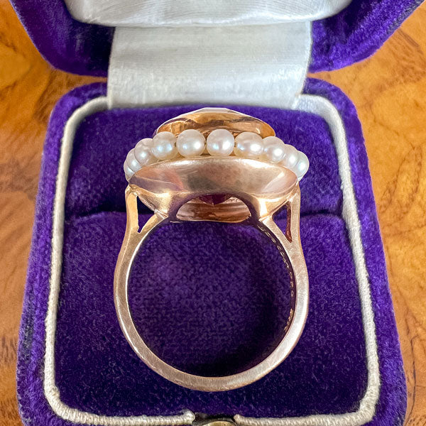 Retro Citrine & Pearl Ring sold by Doyle and Doyle an antique and vintage jewelry boutique