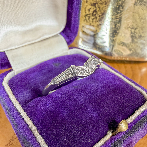 Vintage Curved Diamond Wedding Band Ring, 9-7-63 sold by Doyle and Doyle an antique and vintage jewelry boutique