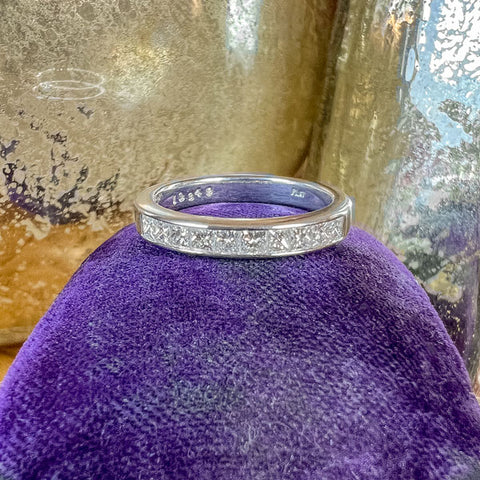 Vintage Princess Diamond Wedding Band Ring sold by Doyle and Doyle an antique and vintage jewelry boutique