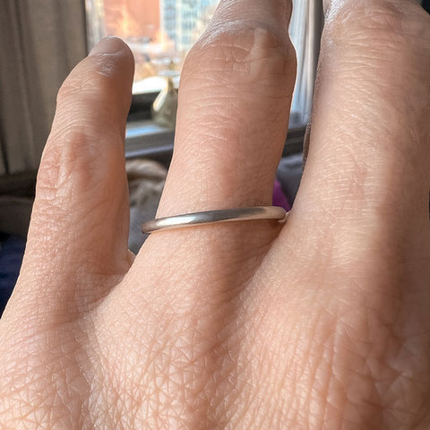 Vintage Half Round Platinum Wedding Band sold by Doyle and Doyle an antique and vintage jewelry boutique