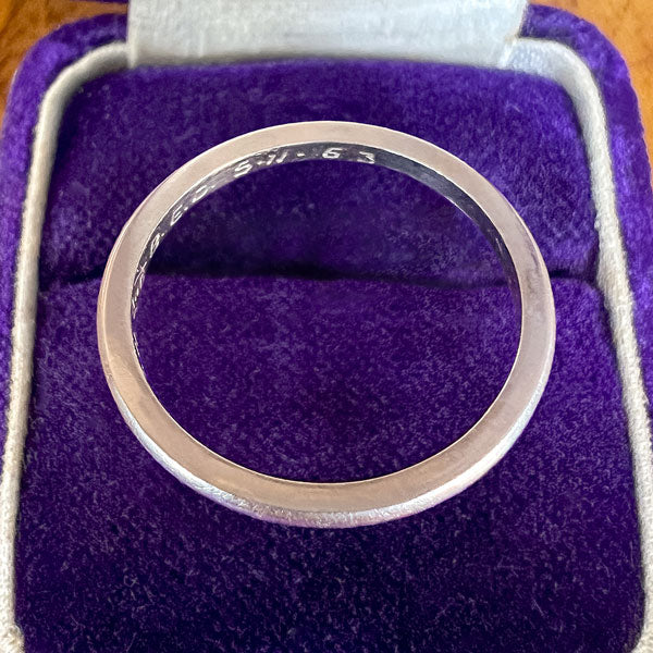 Vintage Half Round Platinum Wedding Band sold by Doyle and Doyle an antique and vintage jewelry boutique