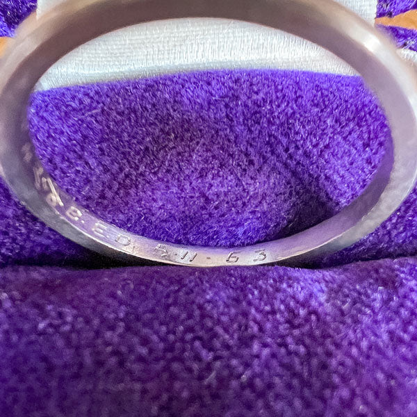 Vintage Half Round Platinum Wedding Band sold by Doyle and Doyle an antique and vintage jewelry boutique