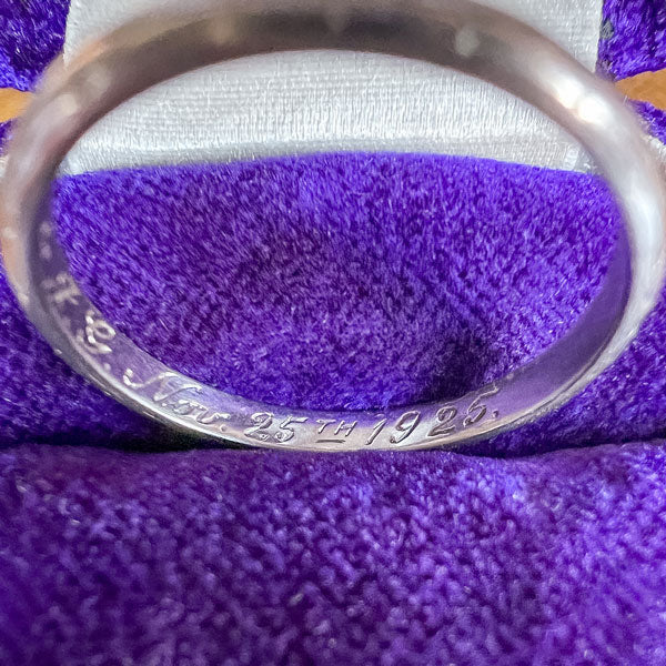 Vintage Half Round Platinum Wedding Band sold by Doyle and Doyle an antique and vintage jewelry boutique