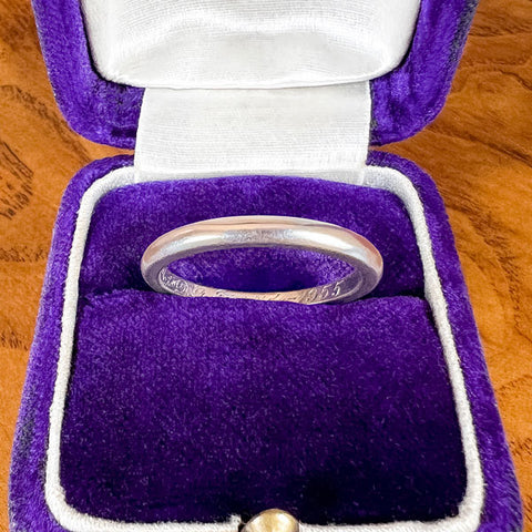 Vintage Half Round Platinum Wedding Band, 1955 sold by Doyle and Doyle an antique and vintage jewelry boutique