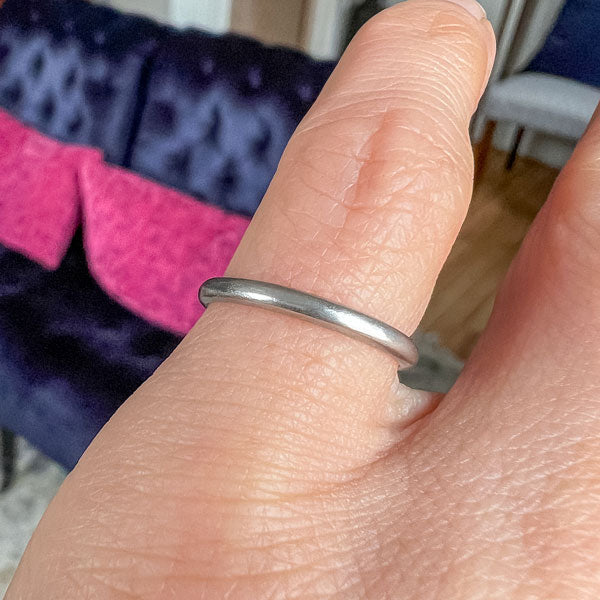 Vintage Half Round Platinum Wedding Band sold by Doyle and Doyle an antique and vintage jewelry boutique