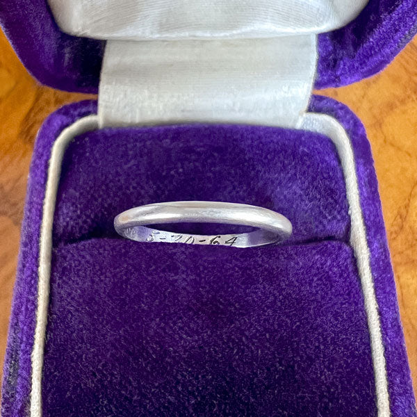 Vintage Half Round Platinum Wedding Band sold by Doyle and Doyle an antique and vintage jewelry boutique