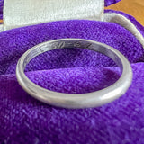 Vintage Half Round Platinum Wedding Band sold by Doyle and Doyle an antique and vintage jewelry boutique