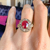 Antique Ruby & Old Mine Cut Diamond Ring, 3.10ct. sold by Doyle and Doyle an antique and vintage jewelry boutique
