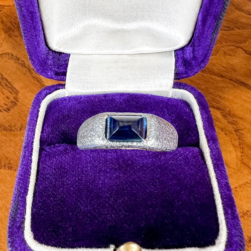 Vintage Sugarloaf Sapphire Ring sold by Doyle and Doyle an antique and vintage jewelry boutique