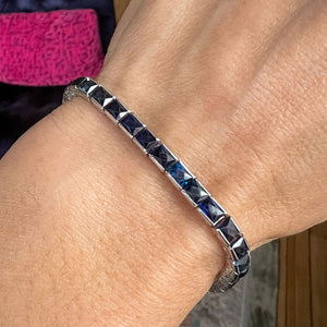 Art Deco French Cut Sapphire Bracelet sold by Doyle and Doyle an antique and vintage jewelry boutique