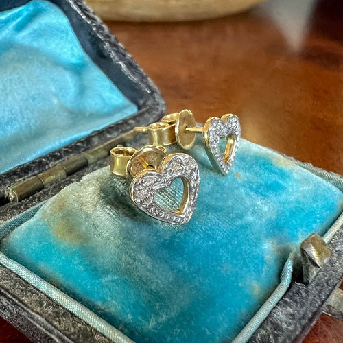 Diamond Heart Earrings sold by Doyle and Doyle an antique and vintage jewelry boutique
