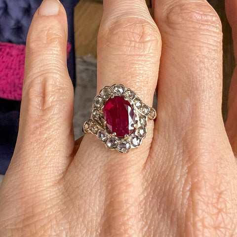 Antique Ruby & Rose Cut Diamond Ring sold by Doyle and Doyle an antique and vintage jewelry boutique