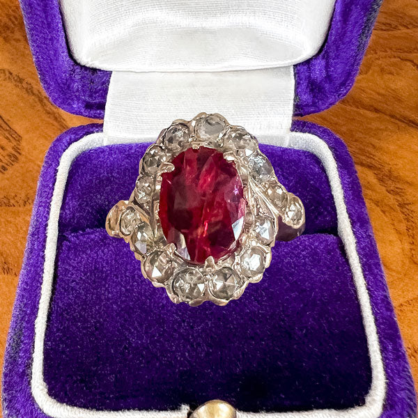 Antique Ruby & Rose Cut Diamond Ring sold by Doyle and Doyle an antique and vintage jewelry boutique