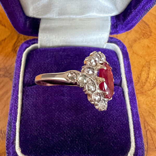 Antique Ruby & Rose Cut Diamond Ring sold by Doyle and Doyle an antique and vintage jewelry boutique