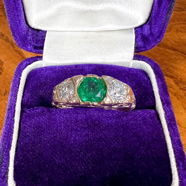 Vintage Emerald & Diamond Ring sold by Doyle and Doyle an antique and vintage jewelry boutique