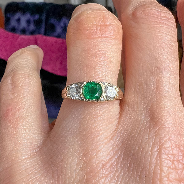 Vintage Emerald & Diamond Ring sold by Doyle and Doyle an antique and vintage jewelry boutique