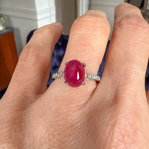 Vintage Ruby Cabochon Ring sold by Doyle and Doyle an antique and vintage jewelry boutique