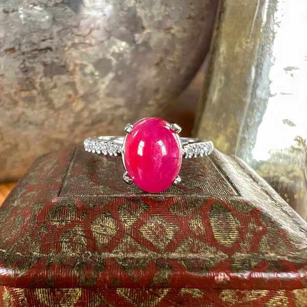 Vintage Ruby Cabochon Ring sold by Doyle and Doyle an antique and vintage jewelry boutique