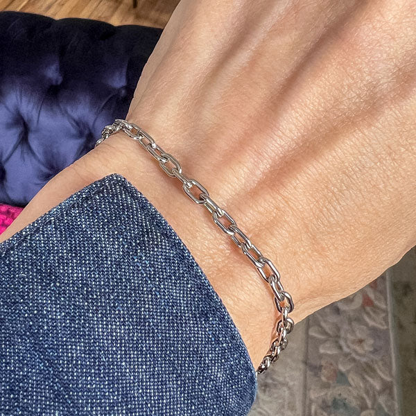 Vintage Platinum Chain Bracelet sold by Doyle and Doyle an antique and vintage jewelry boutique