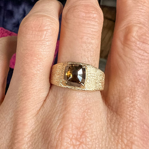 Vintage Cognac Diamond Ring, 2.02ct.  sold by Doyle and Doyle an antique and vintage jewelry boutique