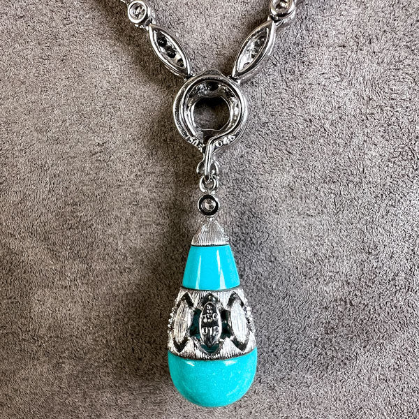 Estate Turquoise & Diamond Necklace sold by Doyle and Doyle an antique and vintage jewelry boutique