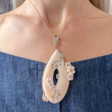 Carved Coral & Diamond Pendant sold by Doyle and Doyle an antique and vintage jewelry boutique