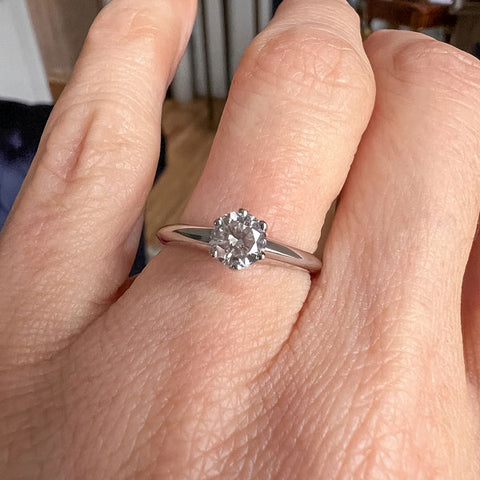 Vintage Tiffany & Co Diamond Solitaire Engagement Ring, RBC 0.50ct. sold by Doyle and Doyle an antique and vintage jewelry boutique