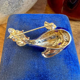 Vintage Diamond Enamel Fish Pin sold by Doyle and Doyle an antique and vintage jewelry boutique