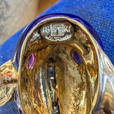 Vintage Diamond Enamel Fish Pin sold by Doyle and Doyle an antique and vintage jewelry boutique