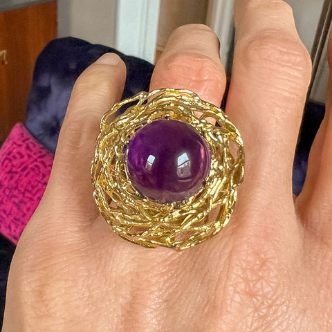 Vintage Amethyst Gold Ring sold by Doyle and Doyle an antique and vintage jewelry boutique
