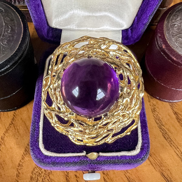 Vintage Amethyst Gold Ring sold by Doyle and Doyle an antique and vintage jewelry boutique