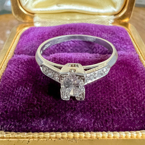 Vintage Engagement Ring, Oval 0.36ct. sold by Doyle and Doyle an antique and vintage jewelry boutique