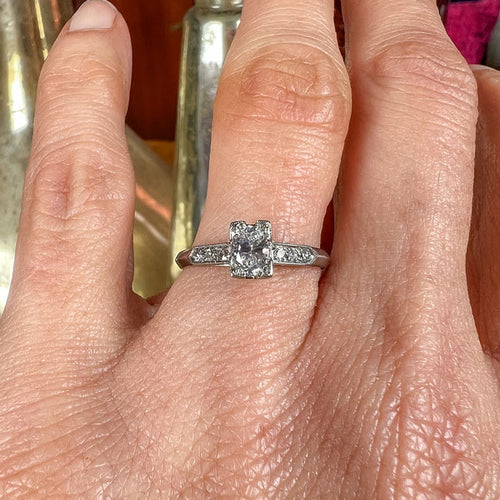 Vintage Engagement Ring, Oval 0.36ct. sold by Doyle and Doyle an antique and vintage jewelry boutique