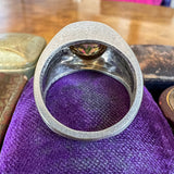 Gypsy Set Fancy Brown Diamond Ring in Platinum, set with a 3.44 carat Old European Cut diamond, sold by Doyle & Doyle antique and vintage jewelry boutique