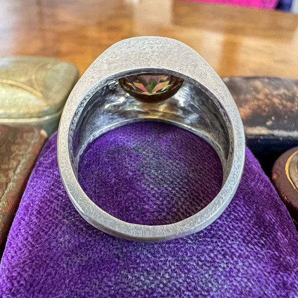 Gypsy Set Fancy Brown Diamond Ring in Platinum, set with a 3.44 carat Old European Cut diamond, sold by Doyle & Doyle antique and vintage jewelry boutique