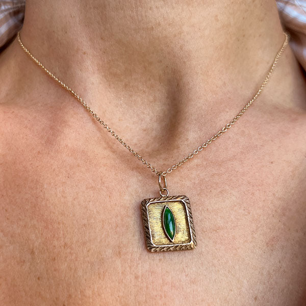 Antique Jade Gold Happiness Pendant sold by Doyle and Doyle an antique and vintage jewelry boutique