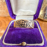 Vintage Floral Pattern Gold Wedding Band Ring sold by Doyle and Doyle an antique and vintage jewelry boutique