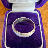 Vintage White & Yellow Gold Wedding Band Ring sold by Doyle and Doyle an antique and vintage jewelry boutique