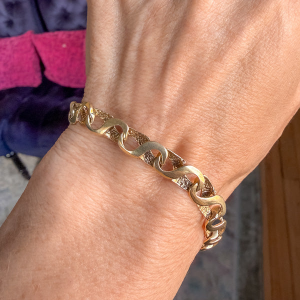 Vintage Fancy Link Bracelet sold by Doyle and Doyle an antique and vintage jewelry boutique