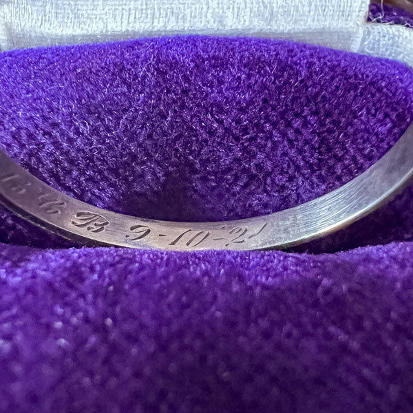 Vintage Patterned White Gold Wedding Band sold by Doyle and Doyle an antique and vintage jewelry boutique