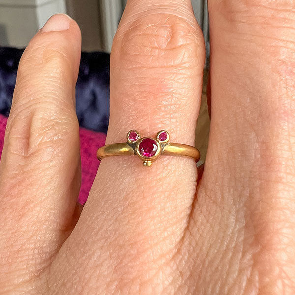 Vintage Pink Stone Ring sold by Doyle and Doyle an antique and vintage jewelry boutique