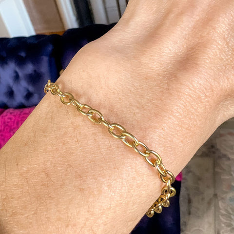 Vintage Oval Link Chain Bracelet sold by Doyle and Doyle an antique and vintage jewelry boutique