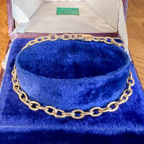 Vintage Oval Link Chain Bracelet sold by Doyle and Doyle an antique and vintage jewelry boutique