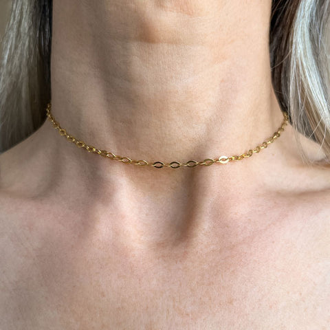 Vintage Flat Oval Link Chain Necklace sold by Doyle and Doyle an antique and vintage jewelry boutique