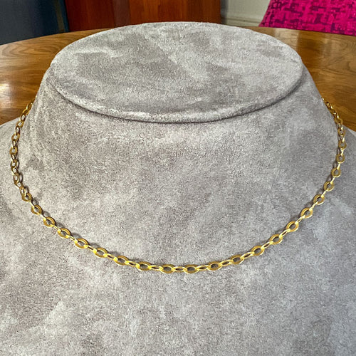 Vintage Flat Oval Link Chain Necklace sold by Doyle and Doyle an antique and vintage jewelry boutique