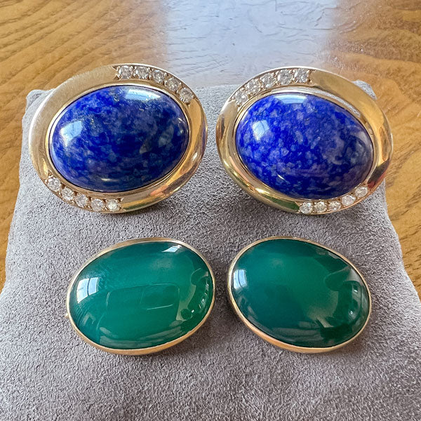 Vintage Interchangeable Stone Earrings sold by Doyle and Doyle an antique and vintage jewelry boutique