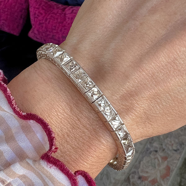 Vintage Tiffany & Co French Cut Diamond Tennis Bracelet, from Doyle & Doyle antique and vintage jewelry boutique