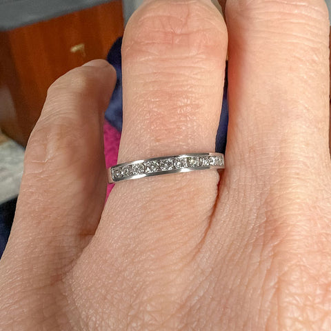 Vintage Diamond Wedding Band Ring sold by Doyle and Doyle an antique and vintage jewelry boutique