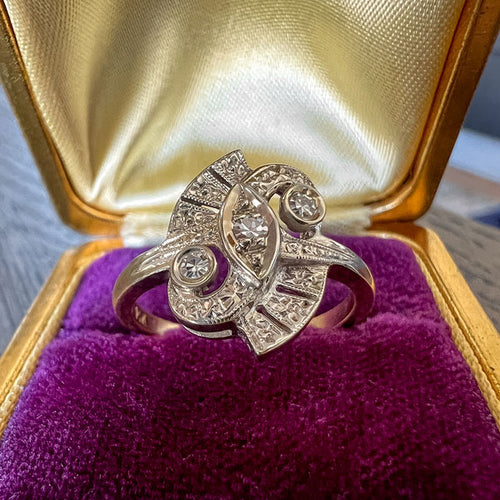 Vintage Diamond Cluster Ring sold by Doyle and Doyle an antique and vintage jewelry boutique