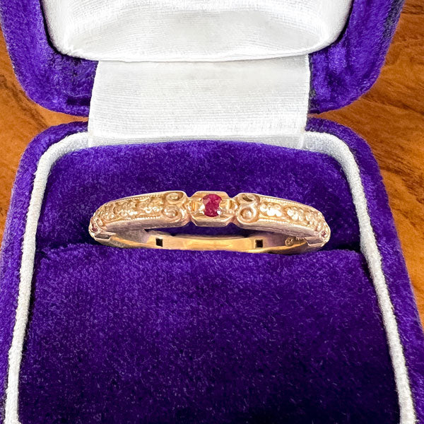 Vintage Ruby Wedding Band Ring sold by Doyle and Doyle an antique and vintage jewelry boutique